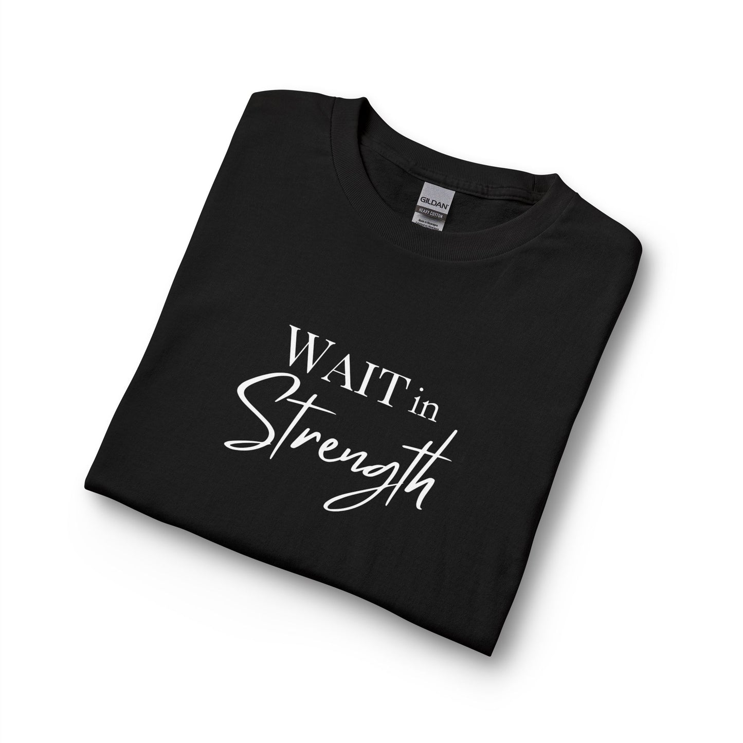 Wait in Strength Long Sleeve Tee — Christian Scripture Psalms 27:14 Faith Shirt