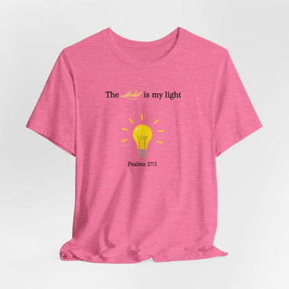 Lightbulb Psalm Tee — "The Lord is my light" Scripture T-Shirt