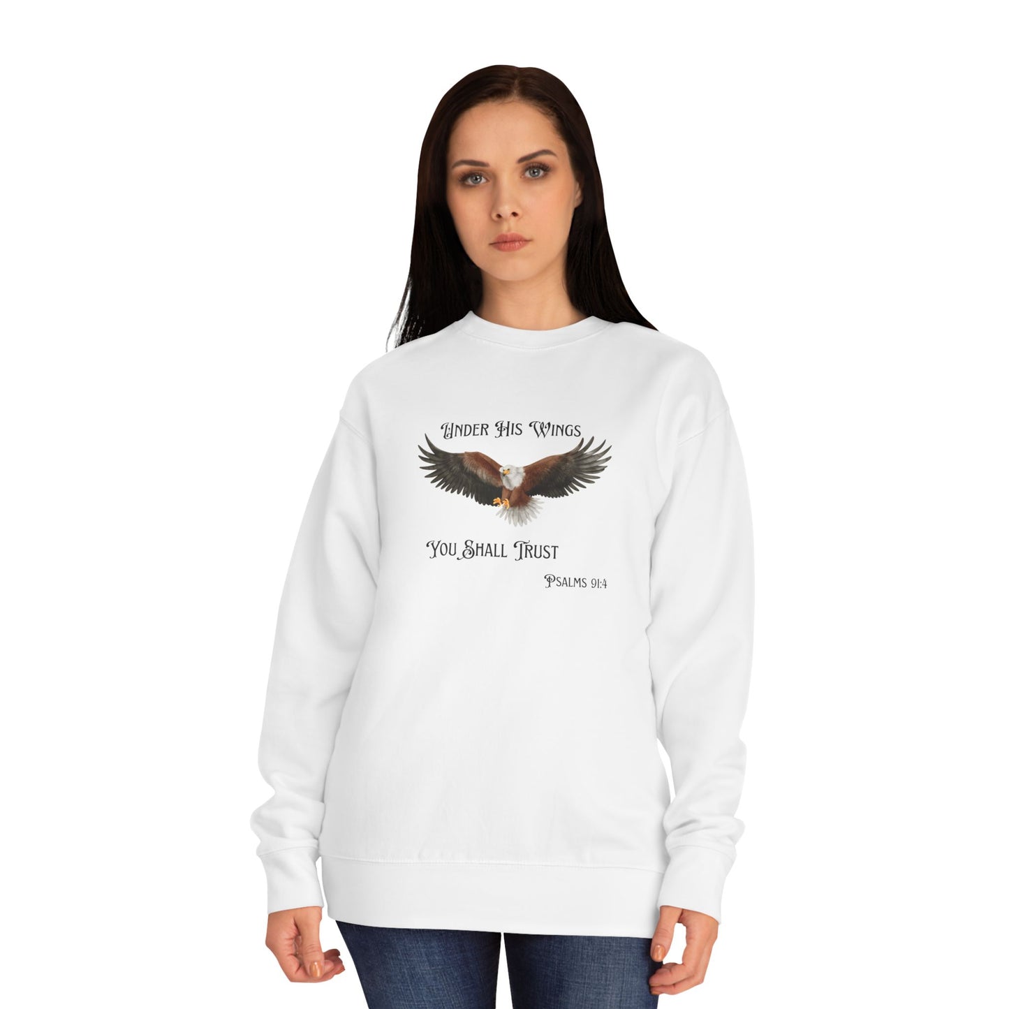 Faith Eagle Sweatshirt — "Under His Wings You Shall Trust" Crewneck