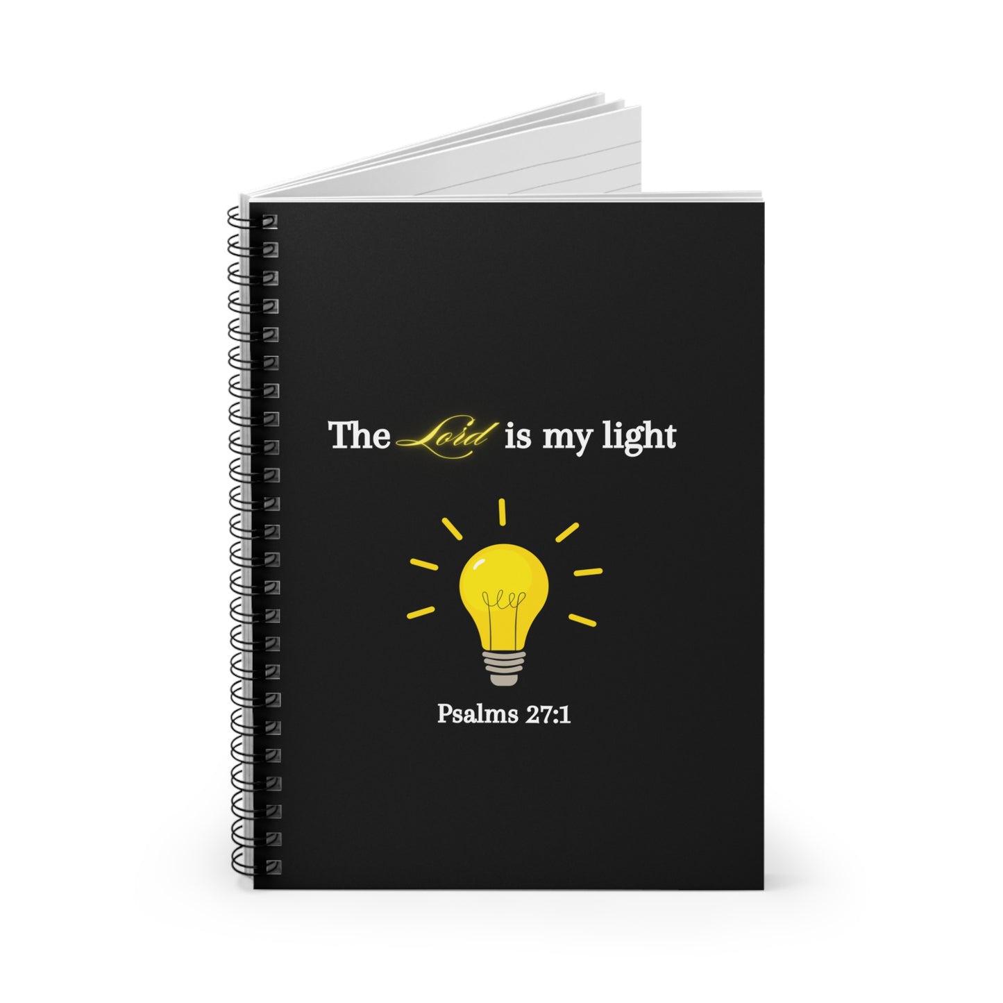 Spiral Notebook — “The Lord is My Light” Psalms 27:1 Religious Journal