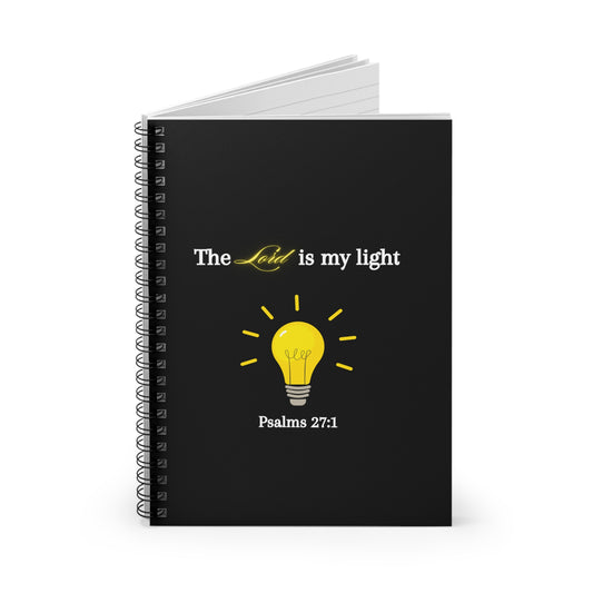 Spiral Notebook — “The Lord is My Light” Psalms 27:1 Religious Journal