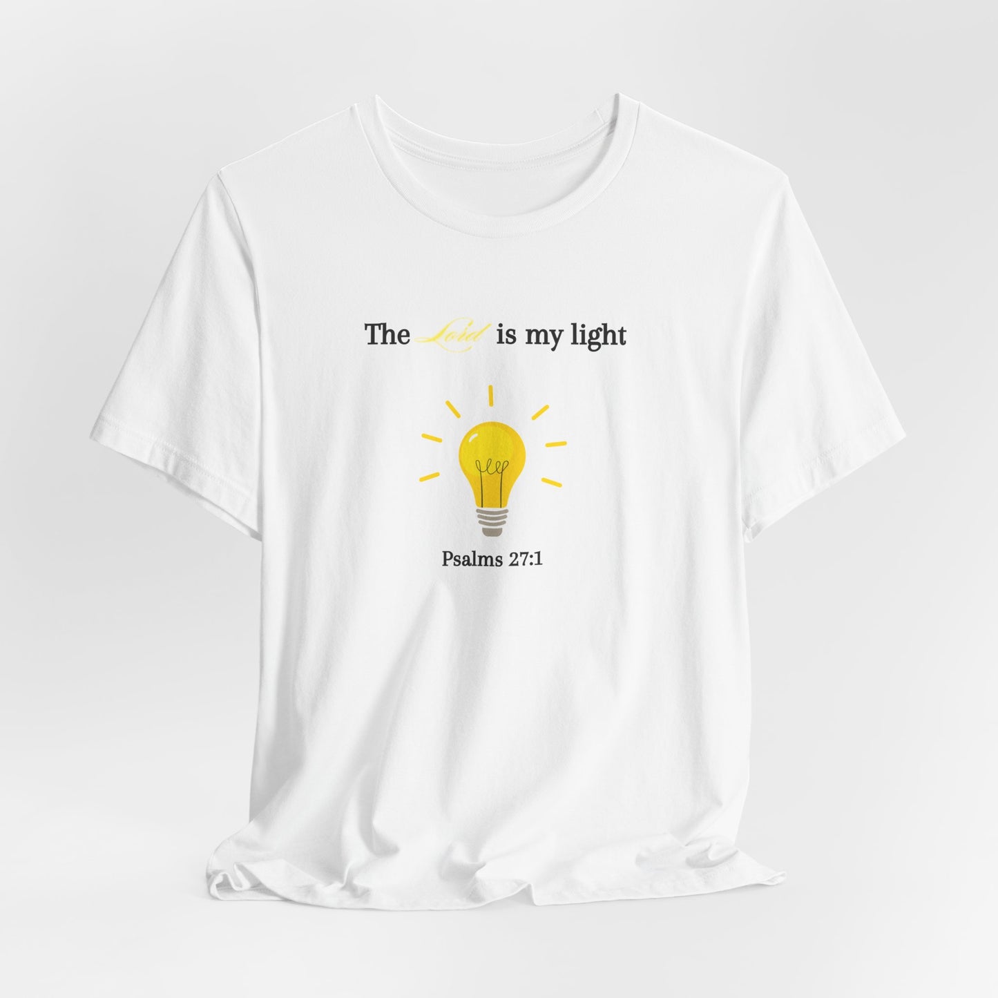 Lightbulb Psalm Tee — "The Lord is my light" Scripture T-Shirt