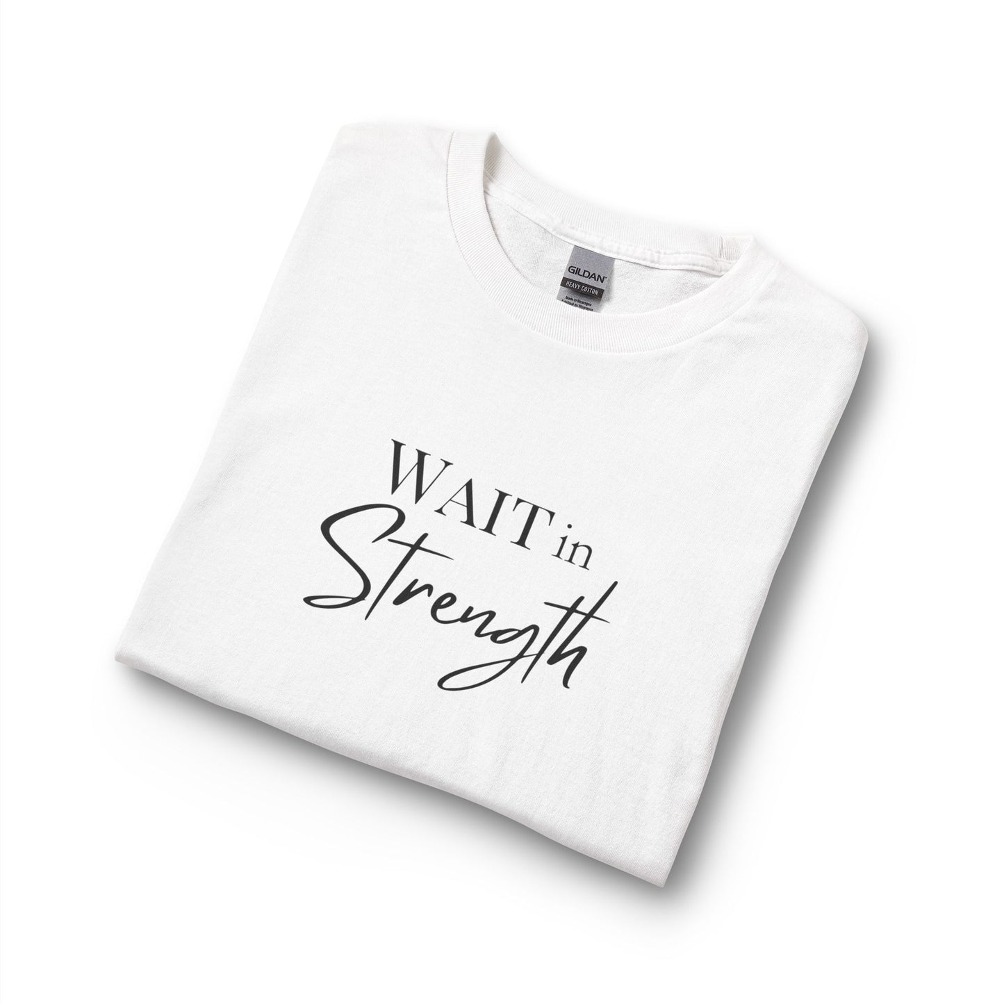 Wait in Strength Long Sleeve Tee — Christian Scripture Psalms 27:14 Faith Shirt