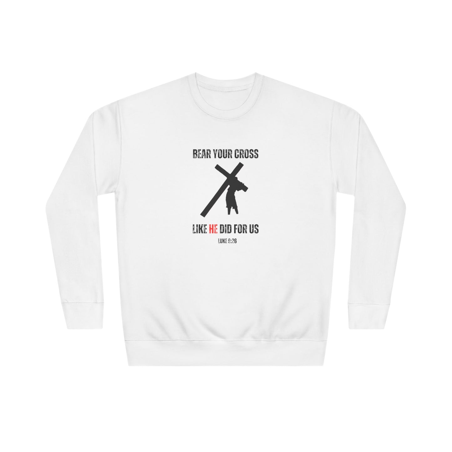 Christian 'Bear Your Cross' Crewneck Sweatshirt – Faith-Based Scripture Tee (Luke 9:23)