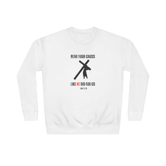 Christian 'Bear Your Cross' Crewneck Sweatshirt – Faith-Based Scripture Tee (Luke 9:23)