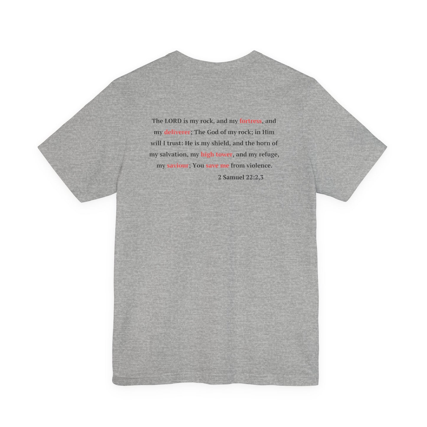 Castle Illustration Tee — "In Him, I Am Safe" Christian Scripture T‑Shirt