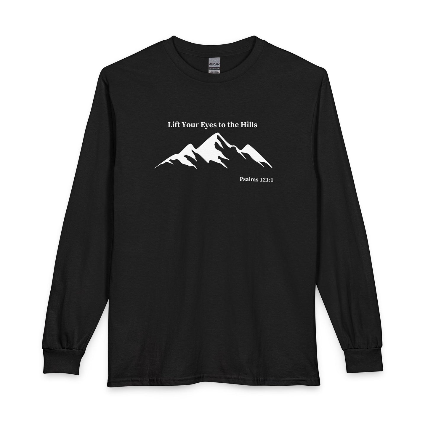 Long Sleeve Shirt — "Lift Your Eyes to the Hills" Mountain Psalm Design