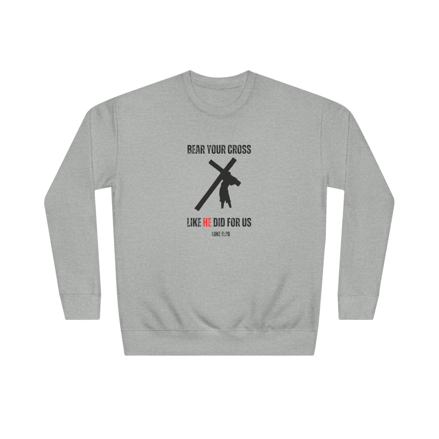 Christian 'Bear Your Cross' Crewneck Sweatshirt – Faith-Based Scripture Tee (Luke 9:23)