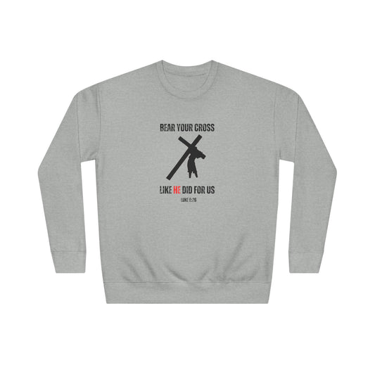 Christian 'Bear Your Cross' Crewneck Sweatshirt – Faith-Based Scripture Tee (Luke 9:23)