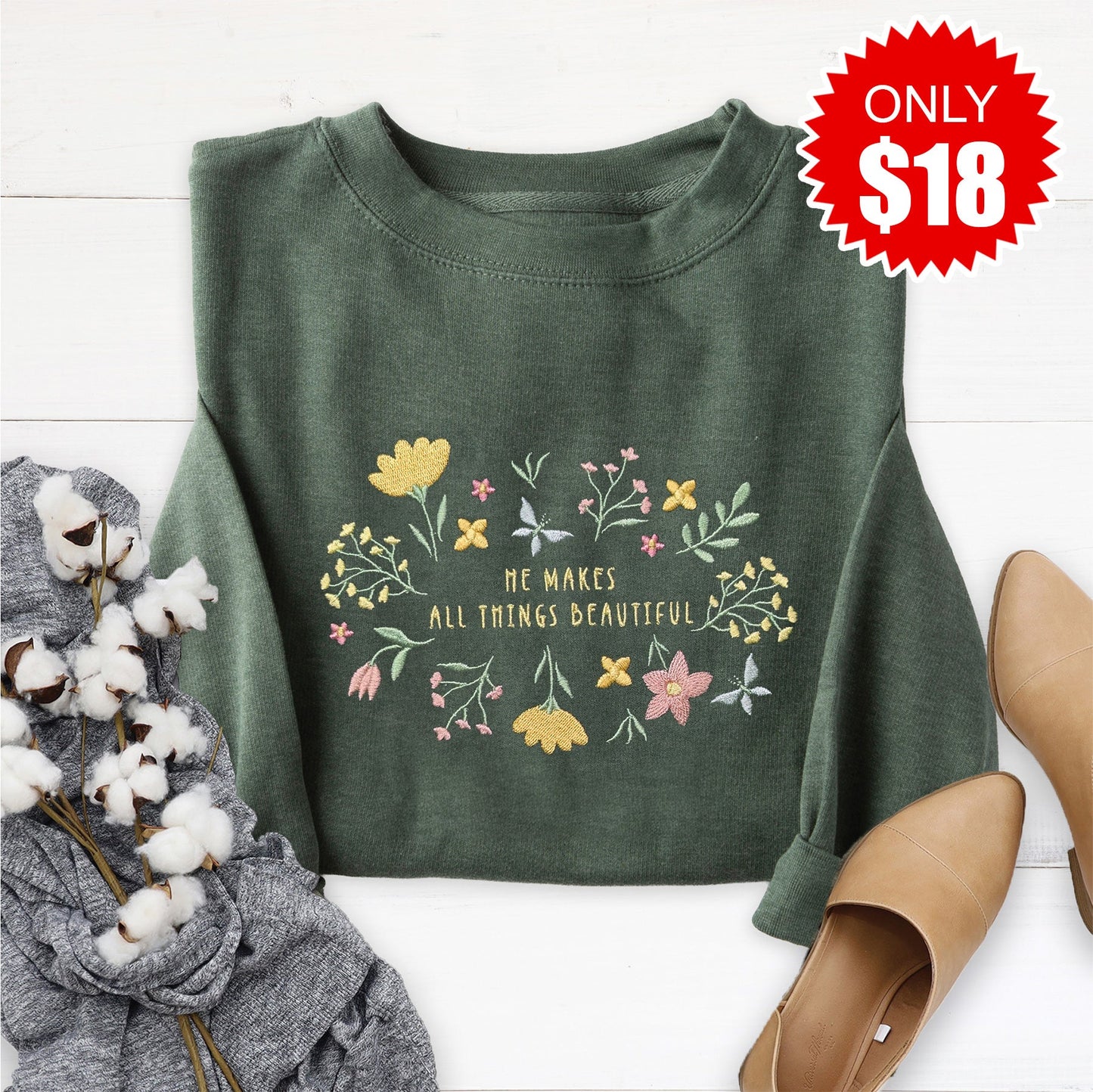 Embroidered All Things Beautiful Sweatshirt - 18