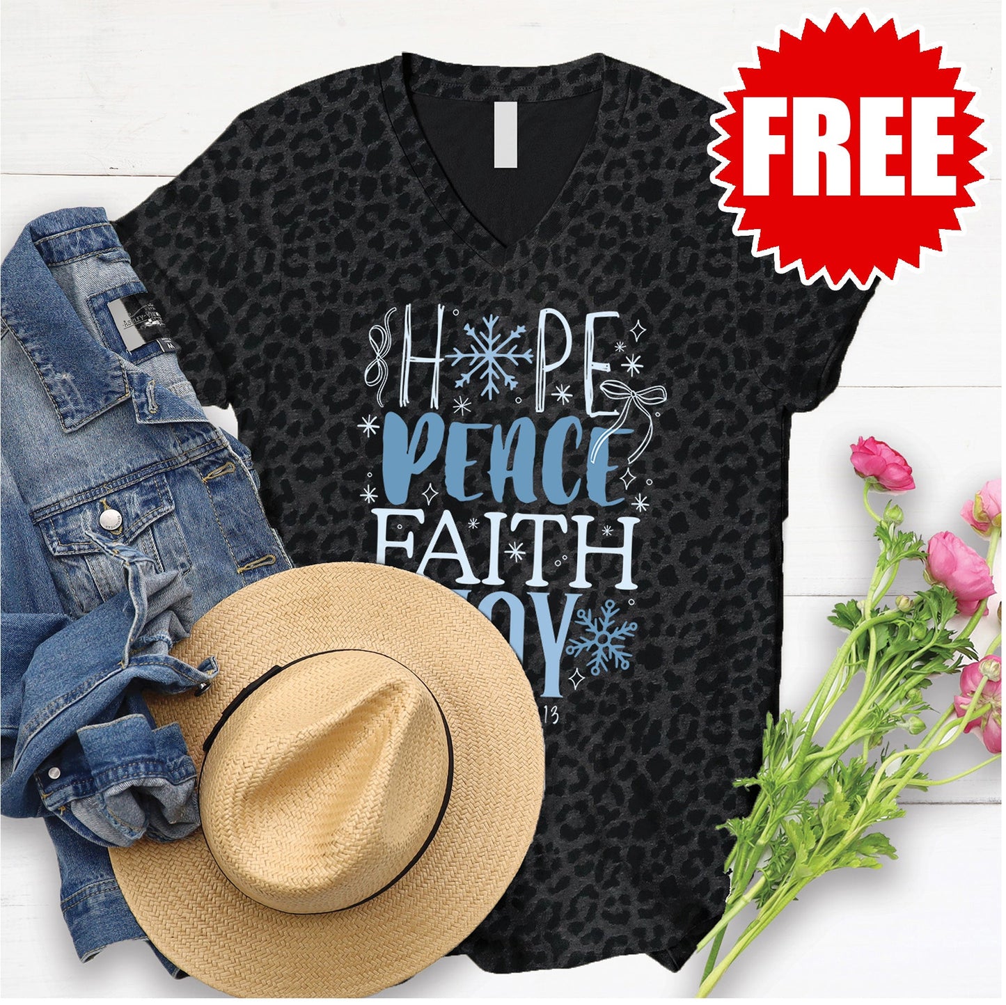 Hope Peace Faith Joy V-Neck - 0