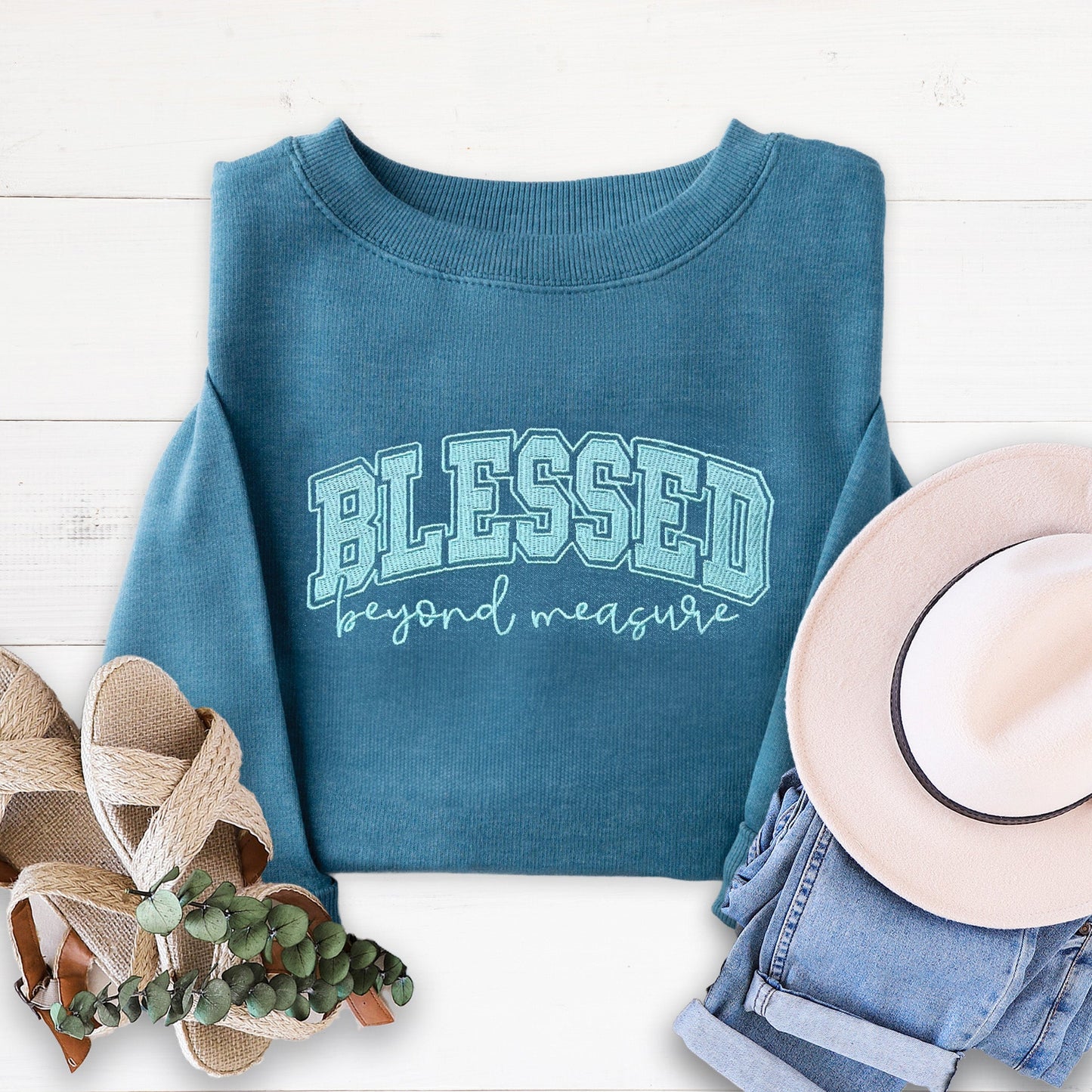Embroidered Blessed Sweatshirt