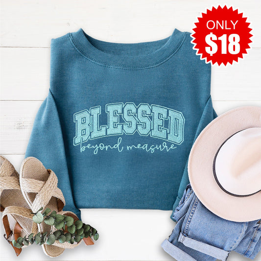 Embroidered Blessed Sweatshirt - 18