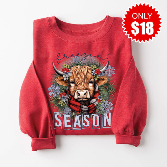 Freezin' Season Sweatshirt - Heather Scarlet - 18