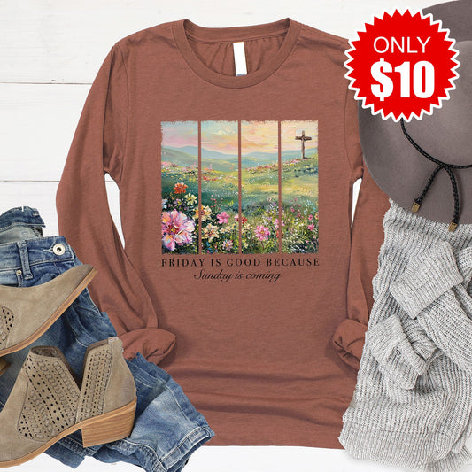 Friday Is Good Long Sleeve - Heather Chestnut - 10