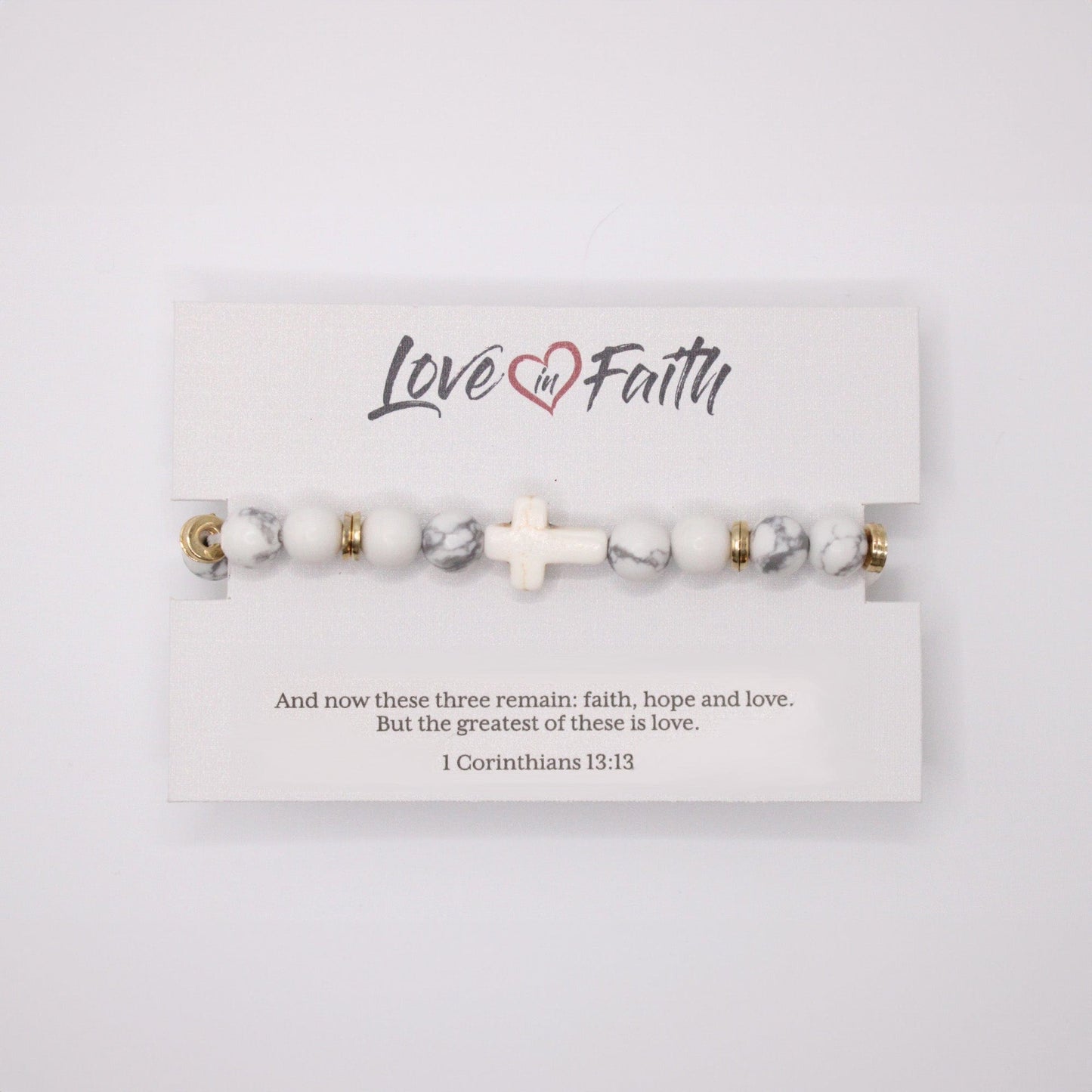 Cross Stone Bracelet - Marbled White