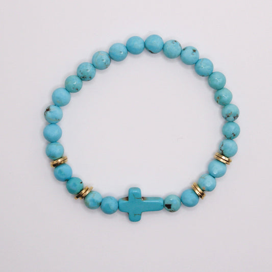 Cross Stone Bracelet - Turquoise