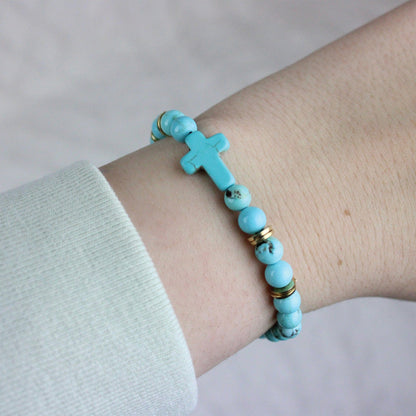 Cross Stone Bracelet - Turquoise