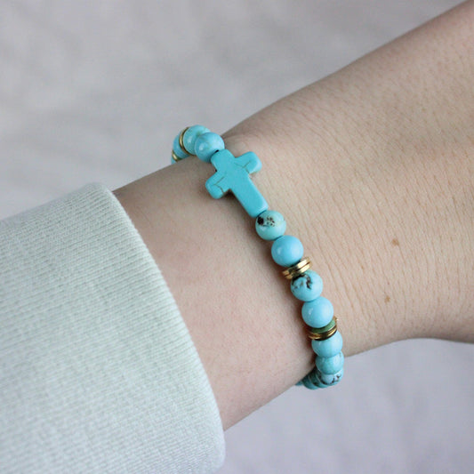Cross Stone Bracelet - Turquoise