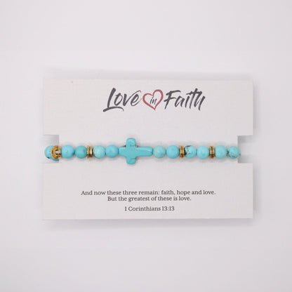 Cross Stone Bracelet - Turquoise