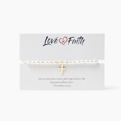 Cross Pearl Gold Plated Brass Bracelet