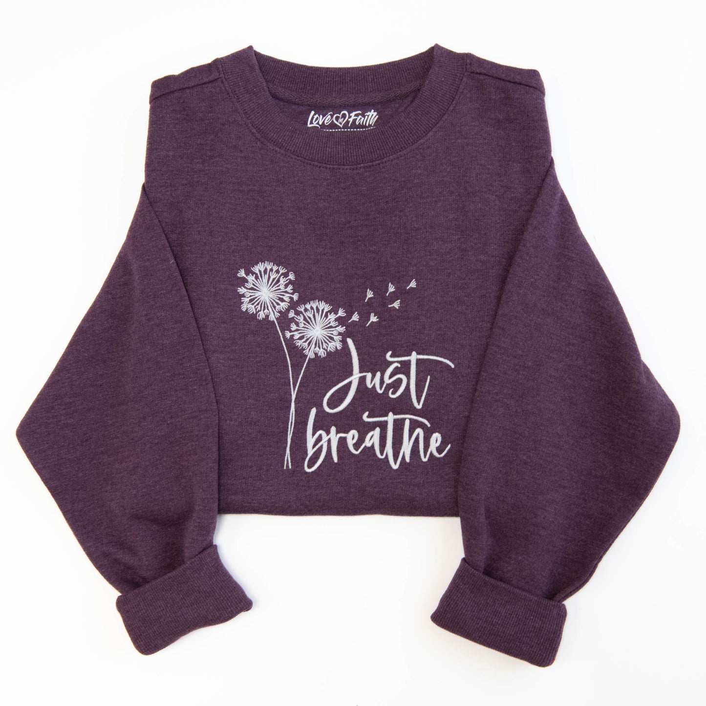 Just Breathe Embroidered Crewneck Sweatshirt