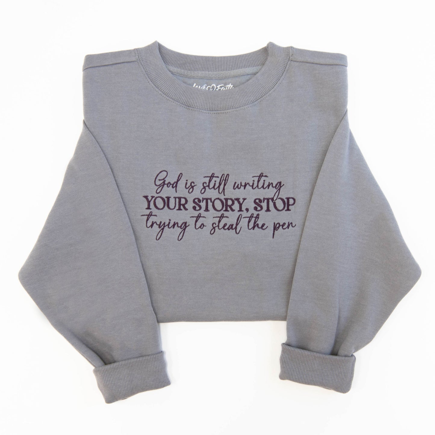 God is Writing Embroidered Crewneck Sweatshirt