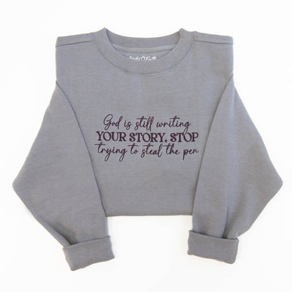 God is Writing Embroidered Crewneck Sweatshirt