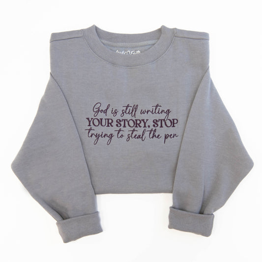 God is Writing Embroidered Crewneck Sweatshirt