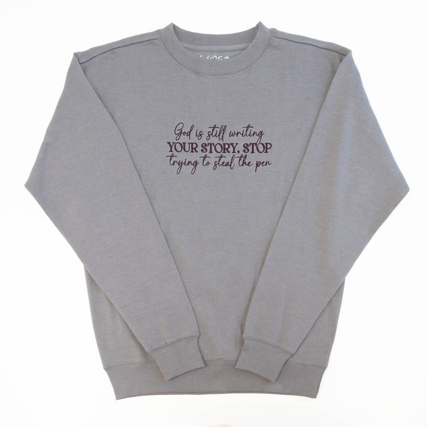God is Writing Embroidered Crewneck Sweatshirt