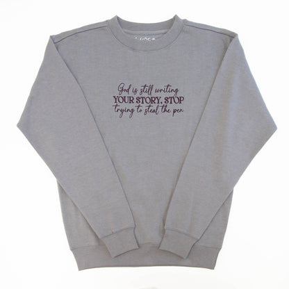 God is Writing Embroidered Crewneck Sweatshirt