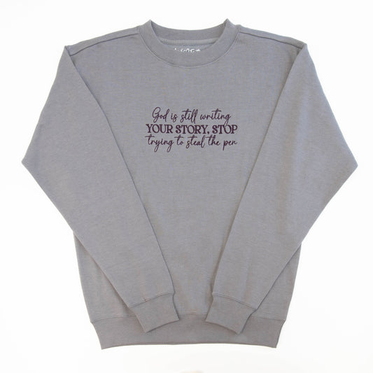 God is Writing Embroidered Crewneck Sweatshirt
