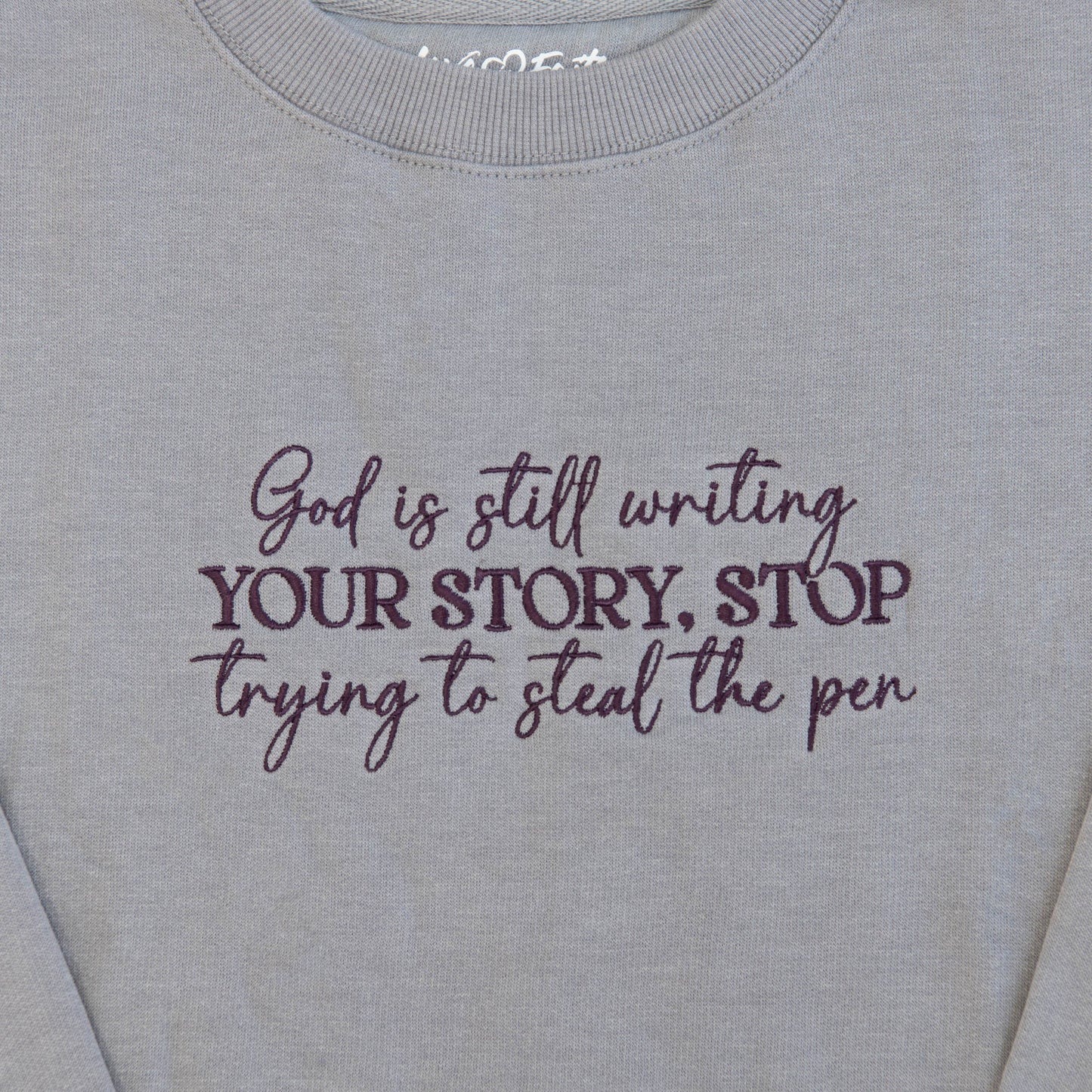 God is Writing Embroidered Crewneck Sweatshirt
