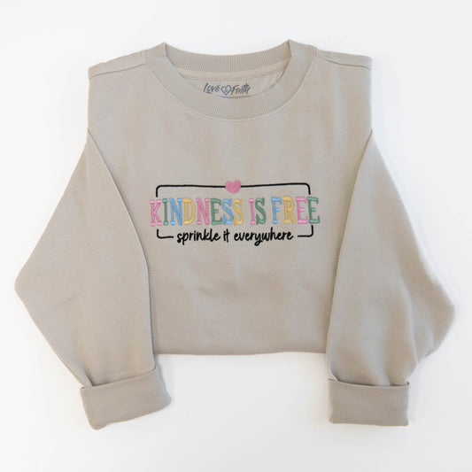 Kindness is Free Embroidered Crewneck Sweatshirt