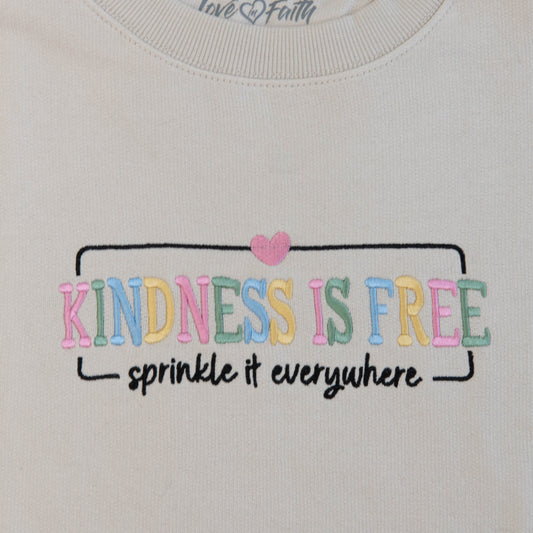 Kindness is Free Embroidered Crewneck Sweatshirt