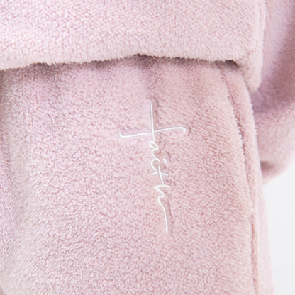 Faith Cross Cozy Sherpa Fleece Sweatpants
