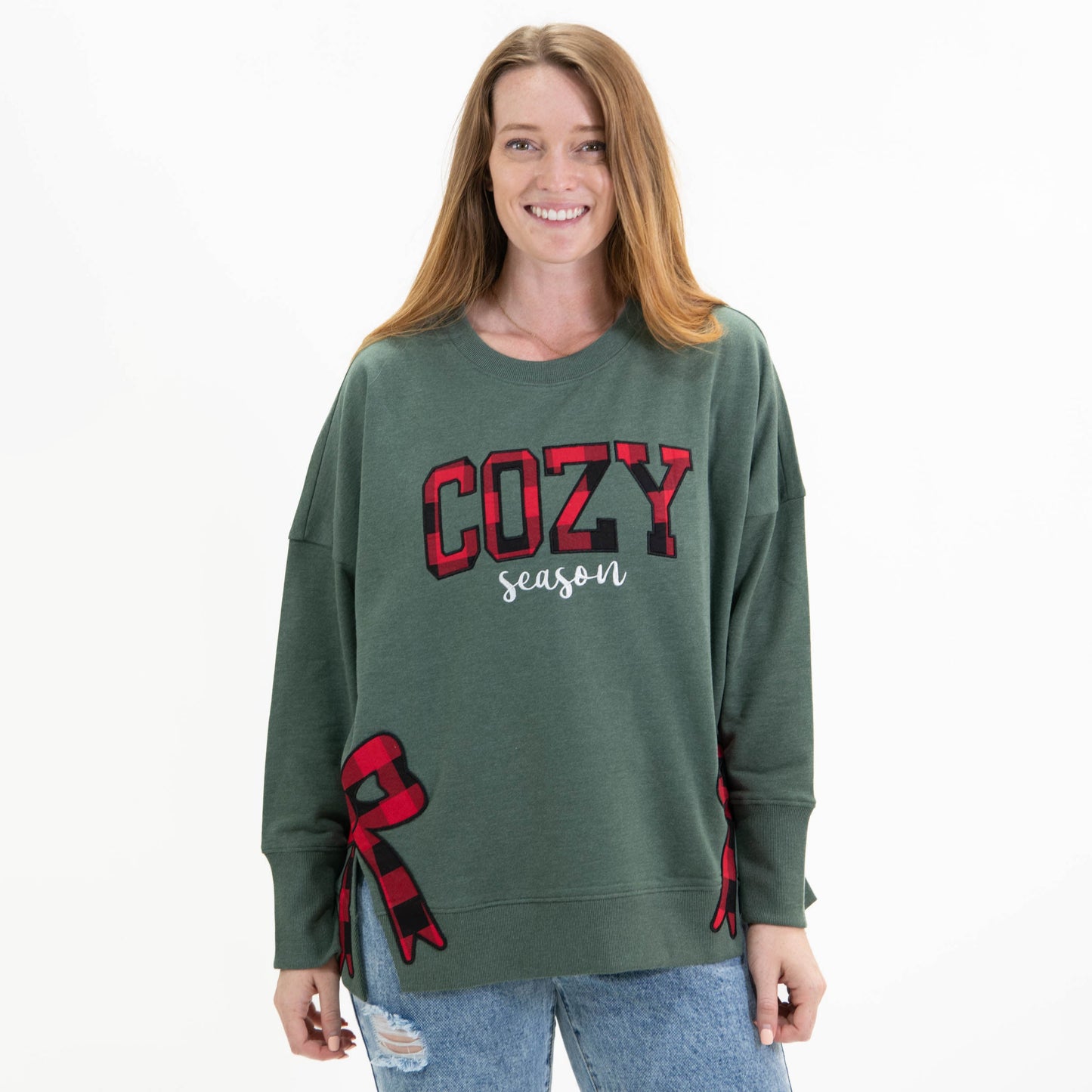 Cozy Season Side Slit Crewneck Sweatshirt