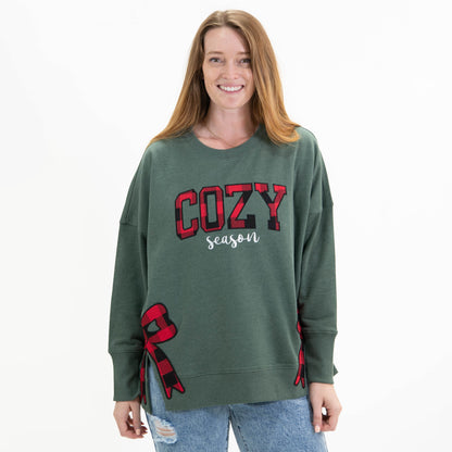 Cozy Season Side Slit Crewneck Sweatshirt