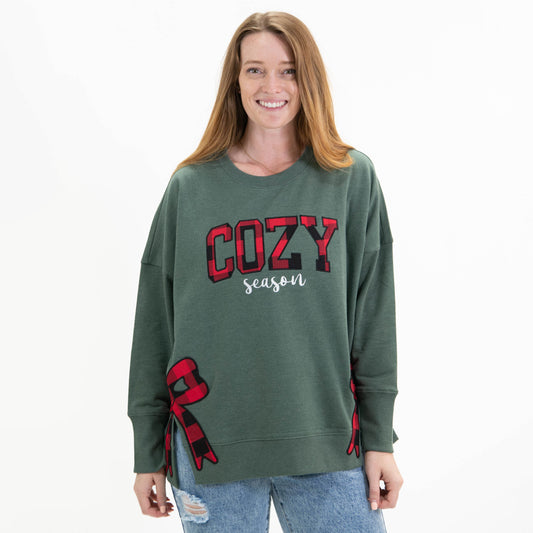 Cozy Season Side Slit Crewneck Sweatshirt