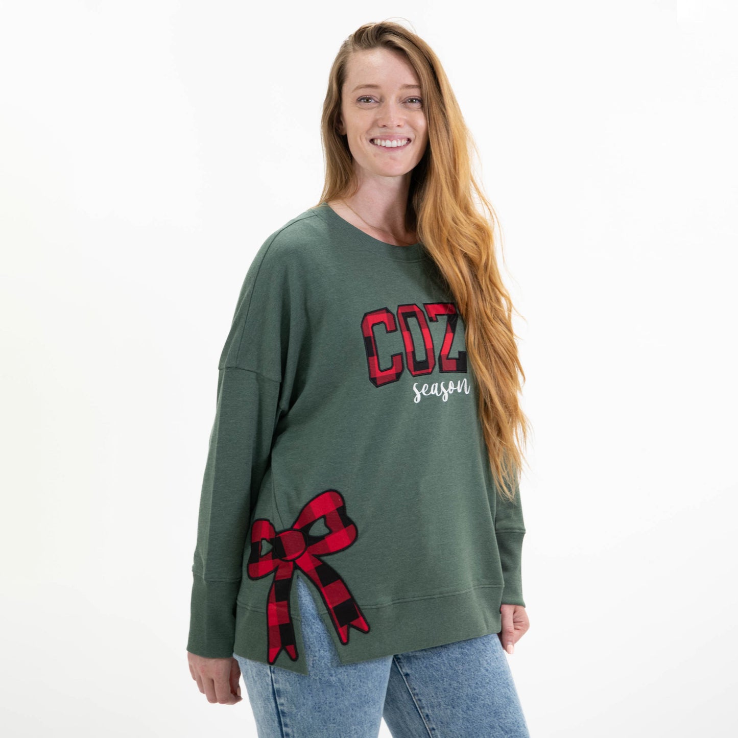 Cozy Season Side Slit Crewneck Sweatshirt