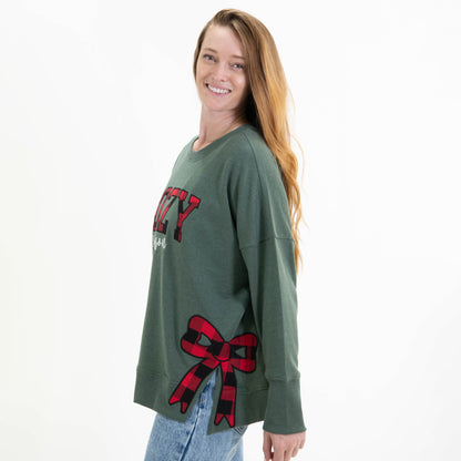 Cozy Season Side Slit Crewneck Sweatshirt