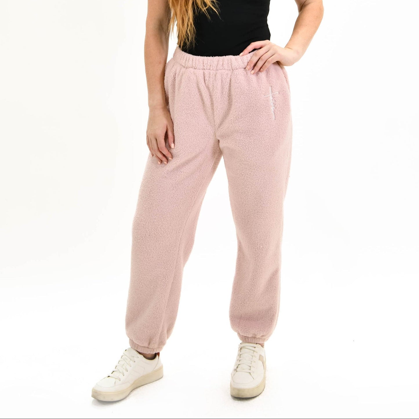 Faith Cross Cozy Sherpa Fleece Sweatpants