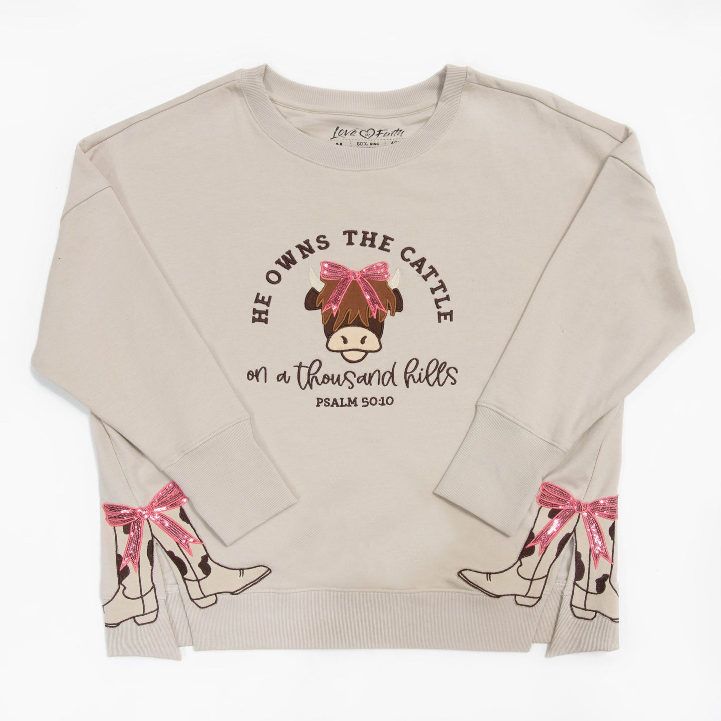 He Owns the Cattle Side Slit Crewneck Sweatshirt