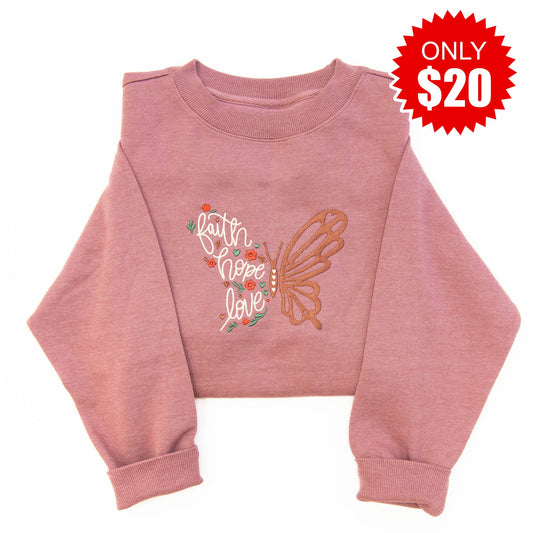 Faith Hope Love Embroidered Crewneck Sweatshirt - 20