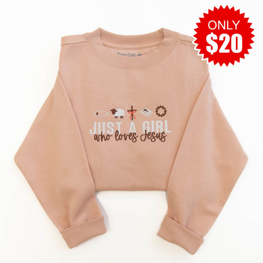 Just a Girl Embroidered Crewneck Sweatshirt - 20