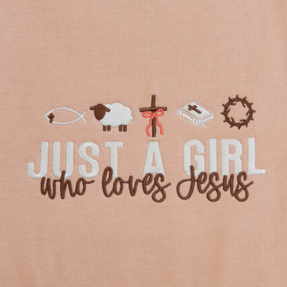 Just a Girl Embroidered Crewneck Sweatshirt