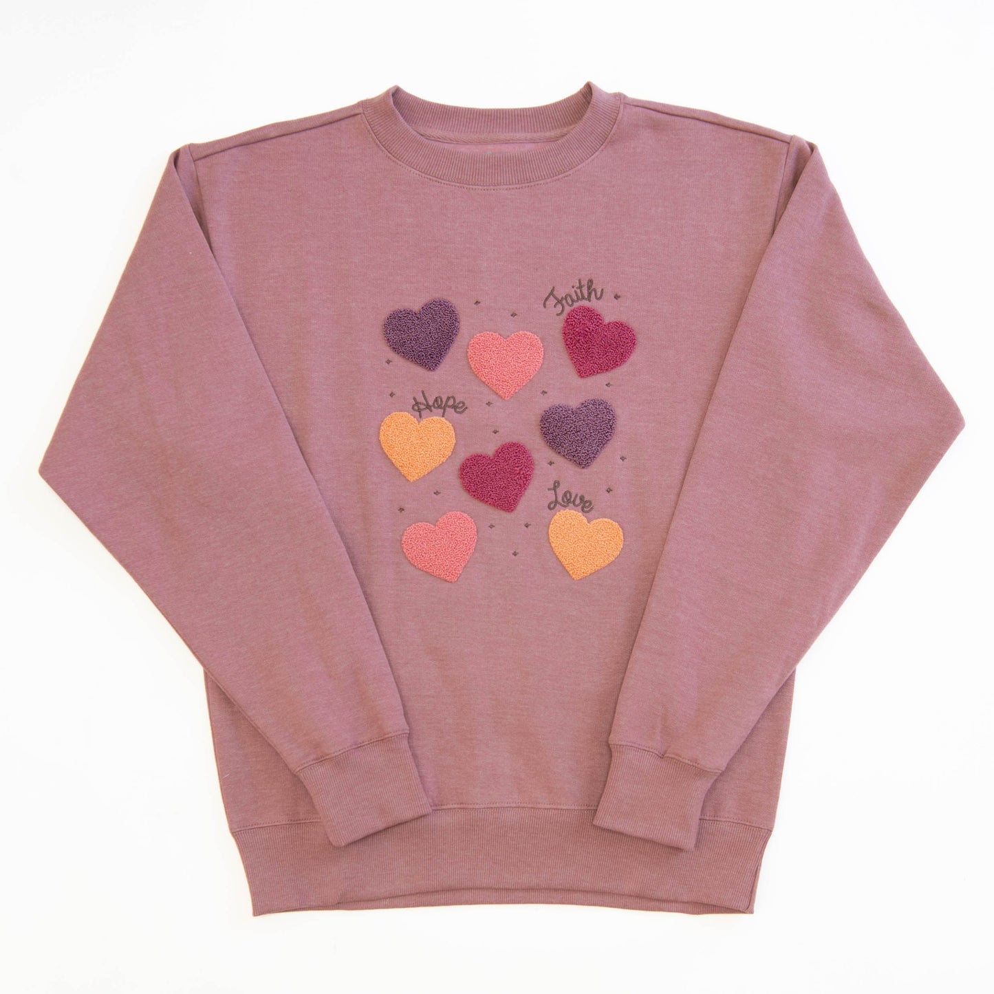 Faith Hope Love Embellished Crewneck Sweatshirt
