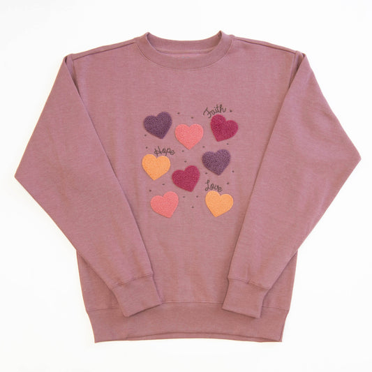 Faith Hope Love Embellished Crewneck Sweatshirt