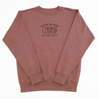 Follow the Word Embroidered Crewneck Sweatshirt