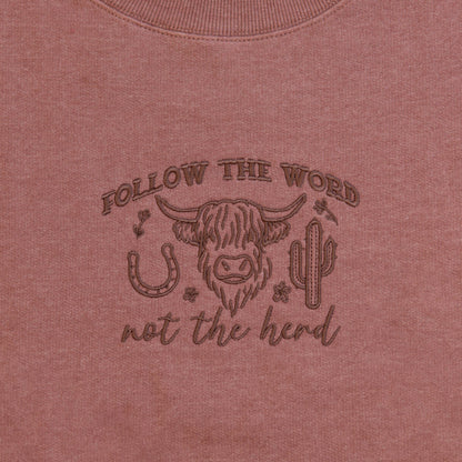 Follow the Word Embroidered Crewneck Sweatshirt